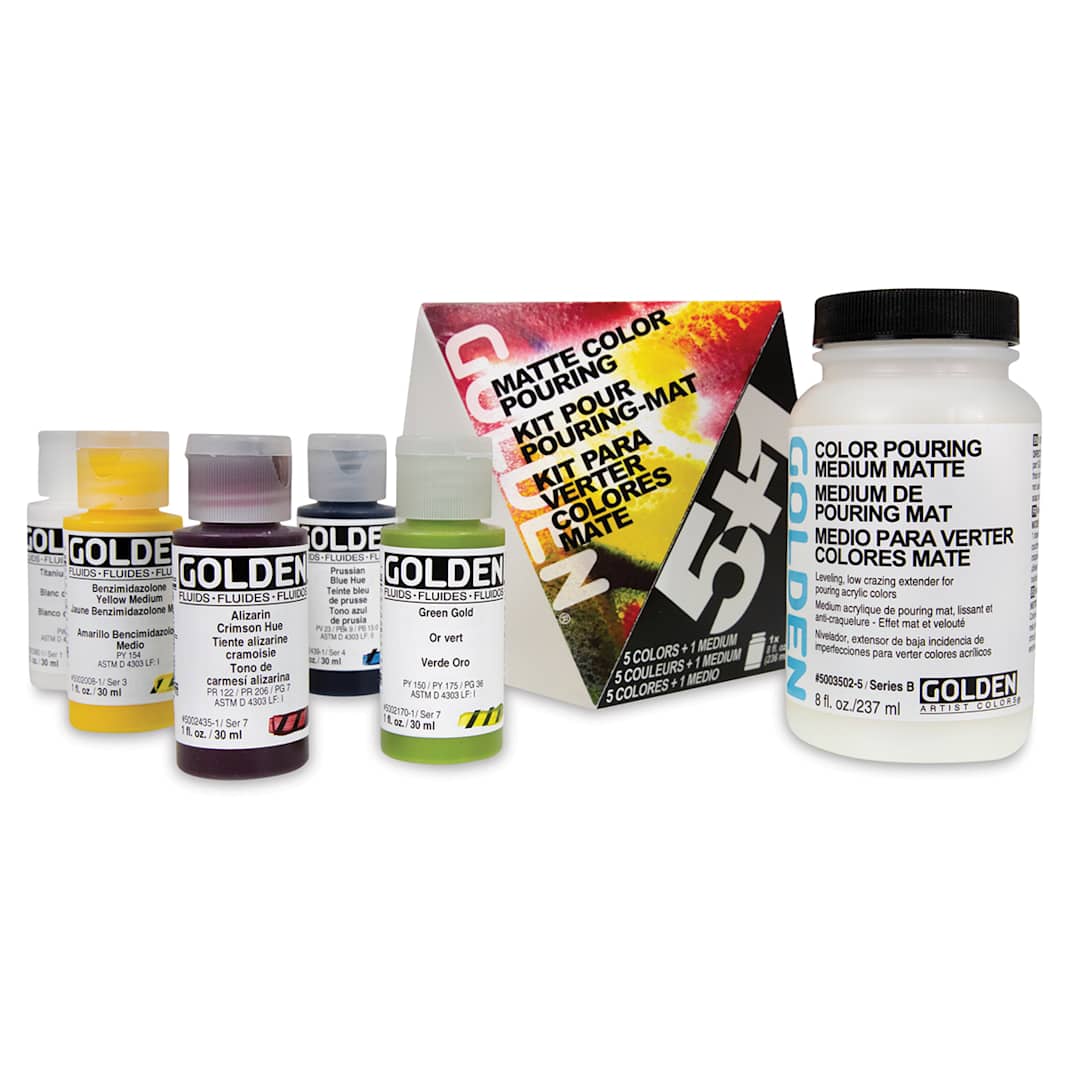 Open in modal - Golden Acrylic Pouring Medium - Matte Color Pouring Set