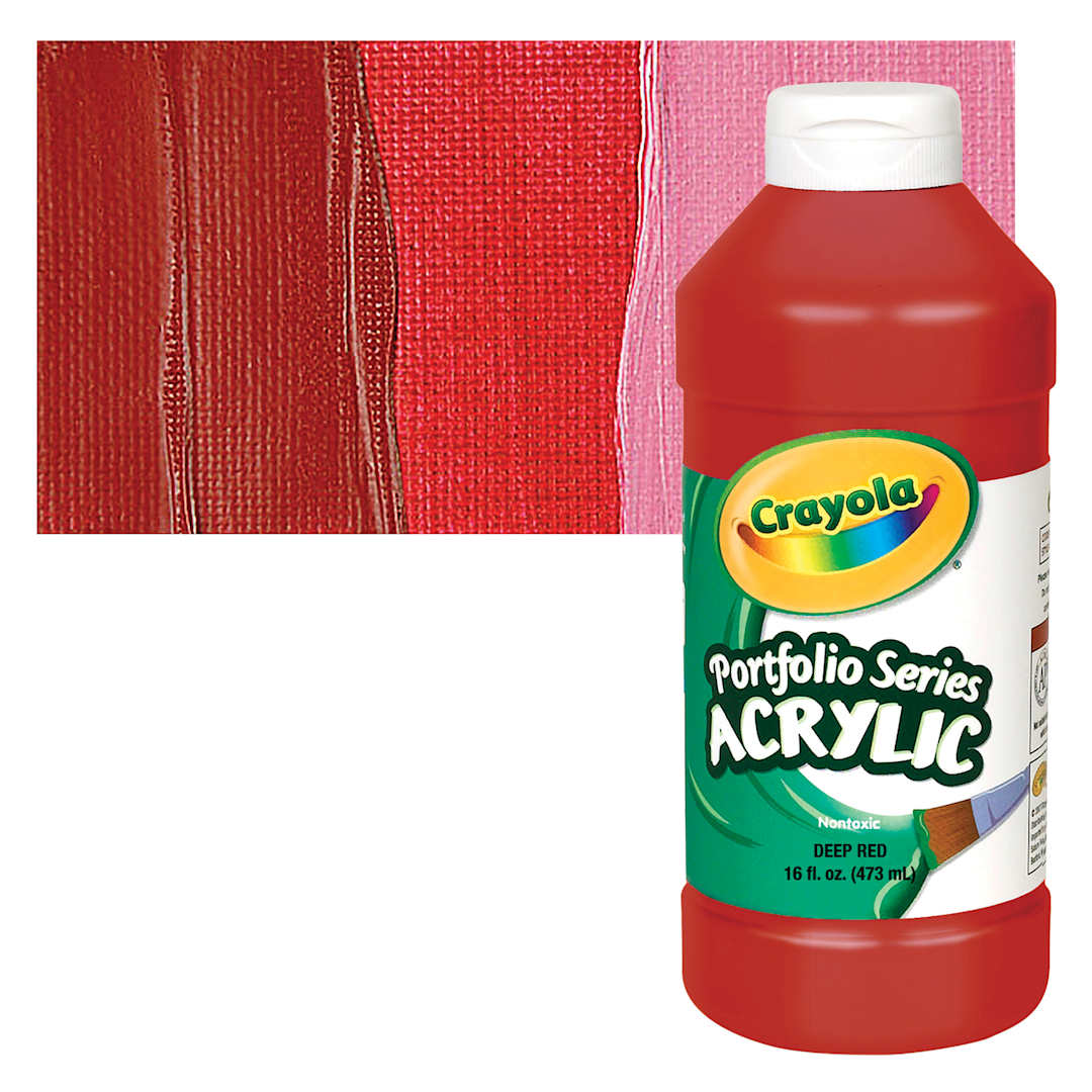 Open in modal - Crayola Portfolio Series Acrylic - Deep Red, 16 oz bottle and swatch