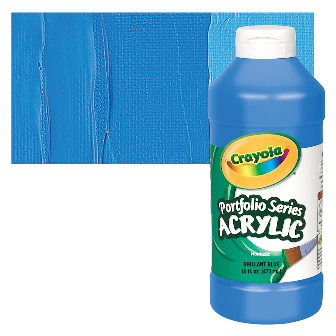 Open in modal - Crayola Portfolio Series Acrylic - Brilliant Blue, 16 oz bottle and swatch