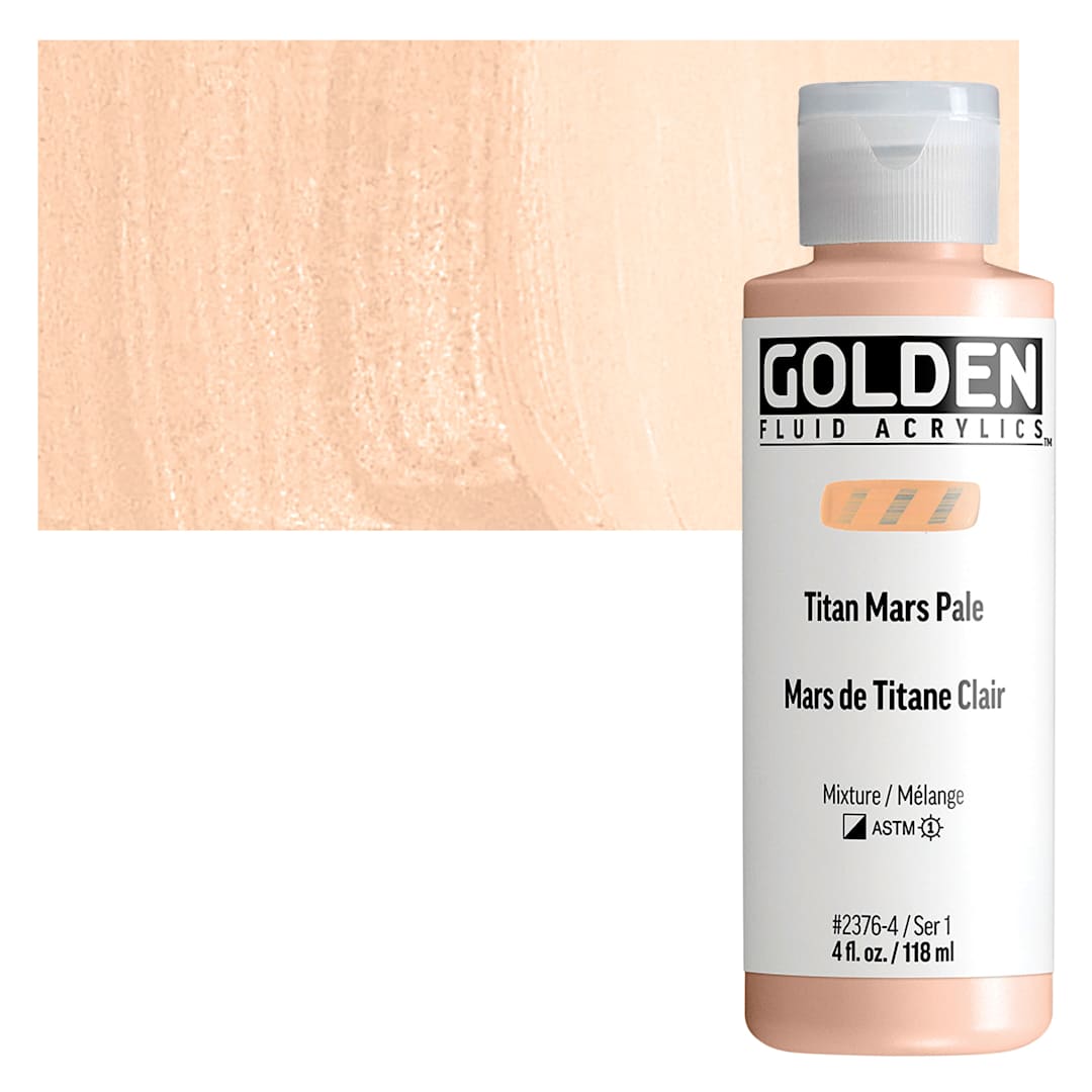 Open in modal - Golden Fluid Acrylic - Titan Mars Pale, 4 oz bottle and swatch