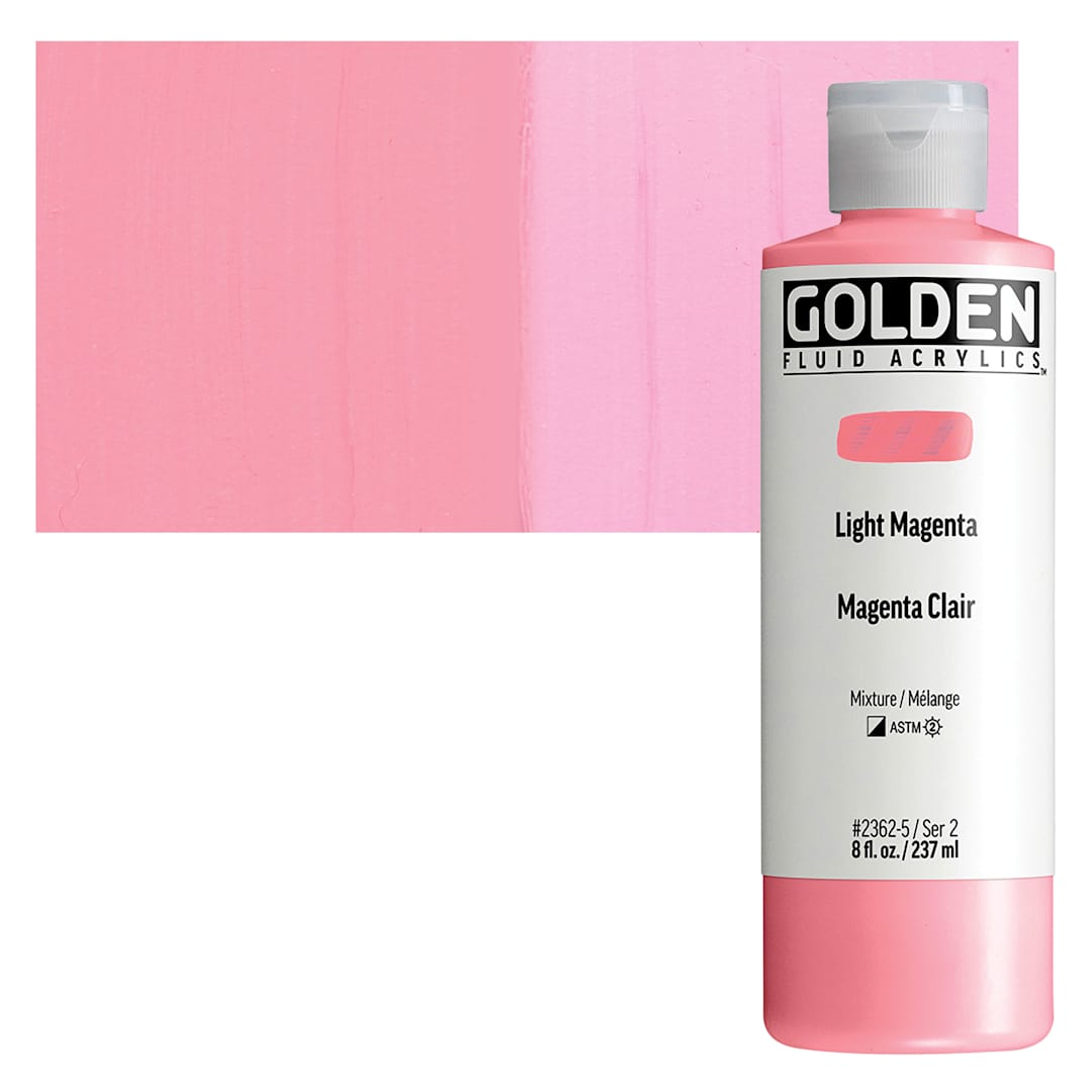 Open in modal - Golden Fluid Acrylic - Light Magenta, 8 oz bottle and swatch