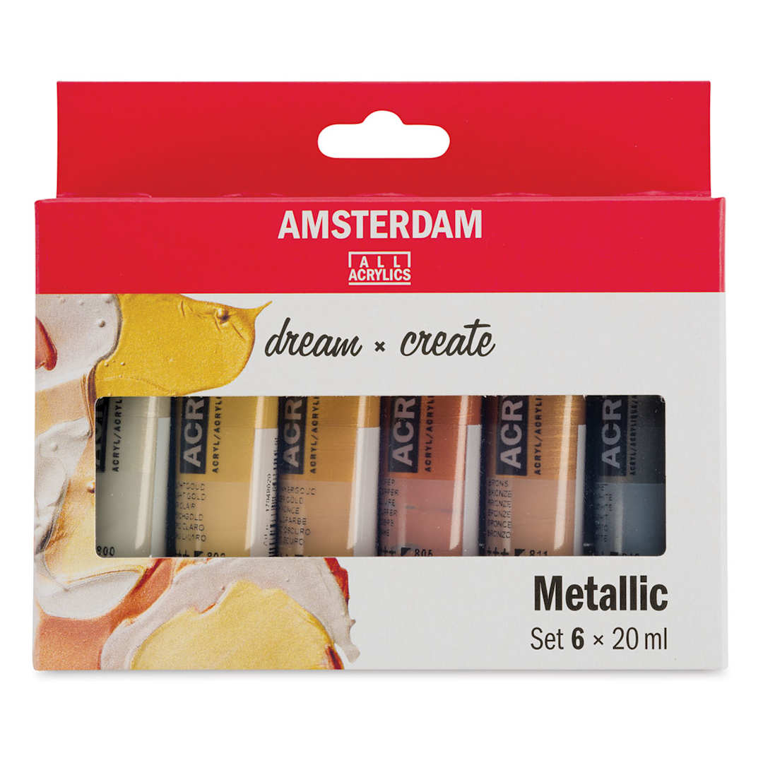 Open in modal - Amsterdam Standard Series Acrylics - Metallic Colors, Set of 6, 20 ml Tubes (In packaging)