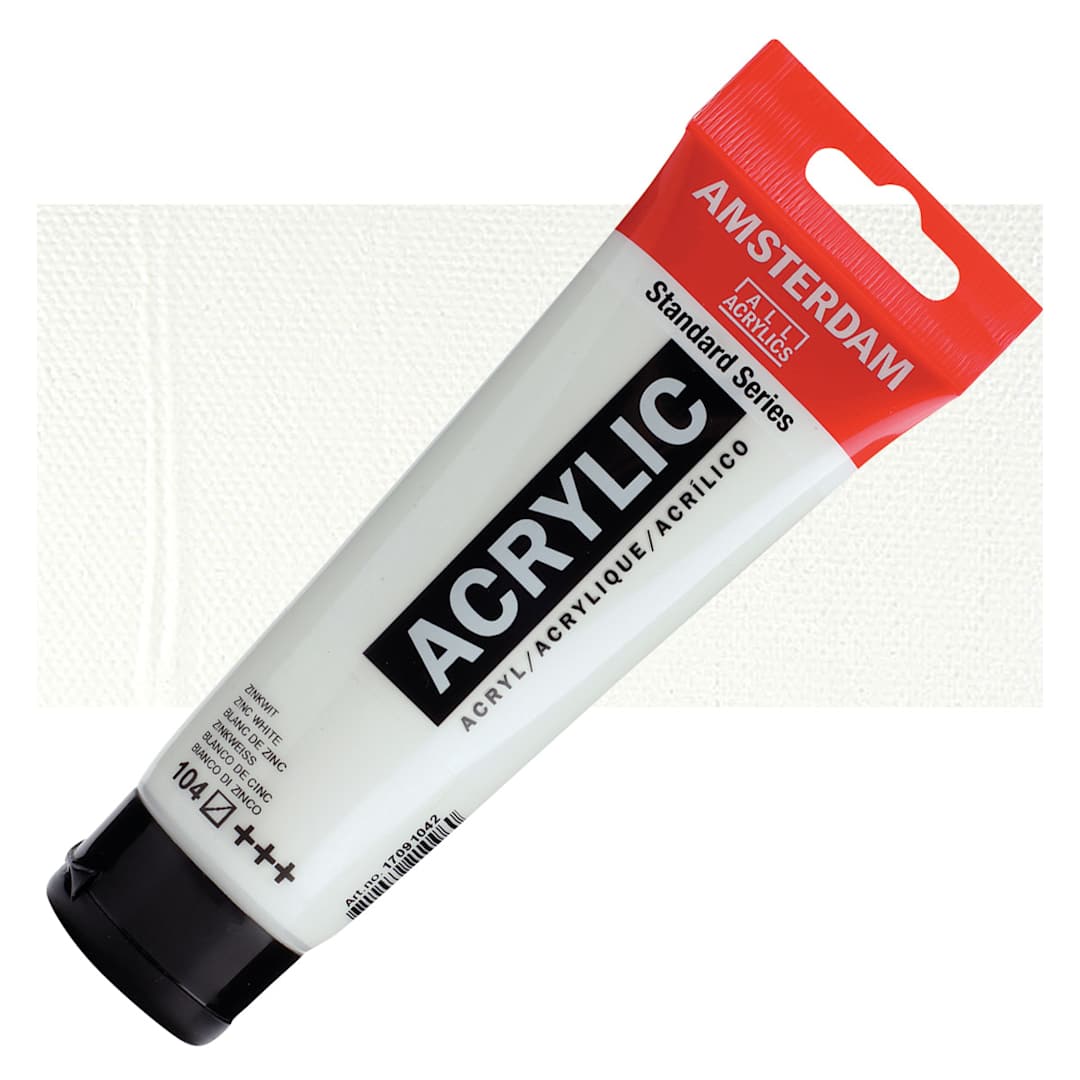 Open in modal - Amsterdam Standard Series Acrylic Paint - Zinc White, 120 ml tube and swatch