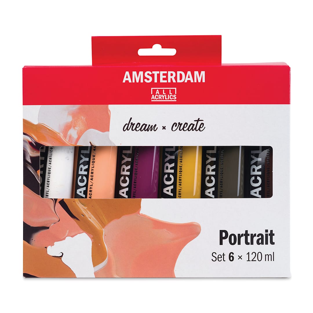 Open in modal - Amsterdam Standard Series Acrylics - Set of 6, Portrait Colors, 120 ml, Tubes, front of packaging