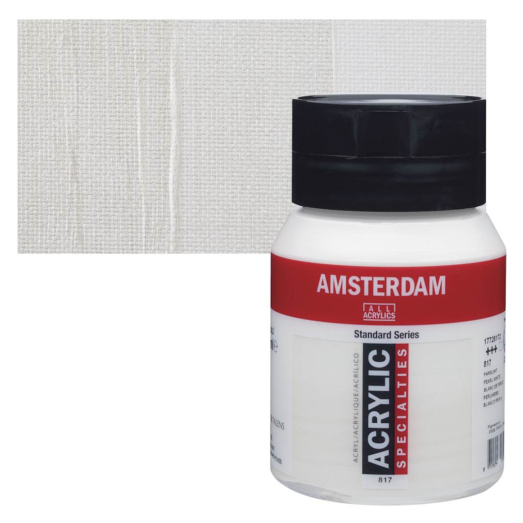 Open in modal - Amsterdam Standard Series Acrylic - Pearl White, 500 ml bottle and swatch