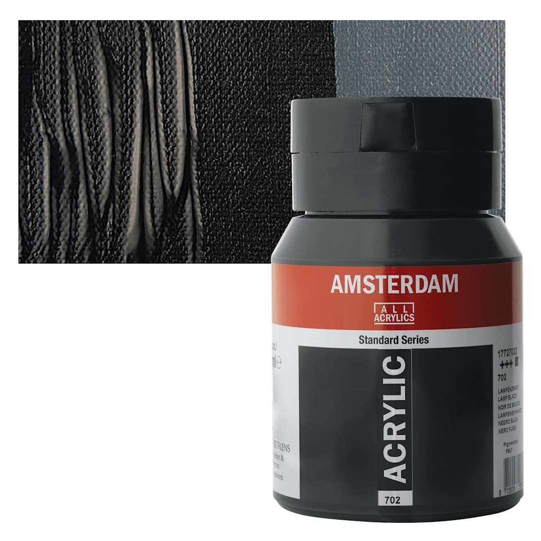 Open in modal - Amsterdam Standard Series Acrylic Paint - Lamp Black, 500 ml, Bottle and swatch