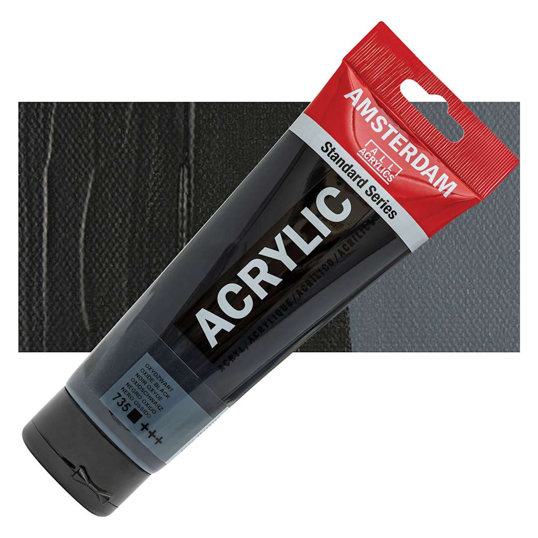 Open in modal - Amsterdam Standard Series Acrylic Paint - Oxide Black, 250 ml Tube and swatch