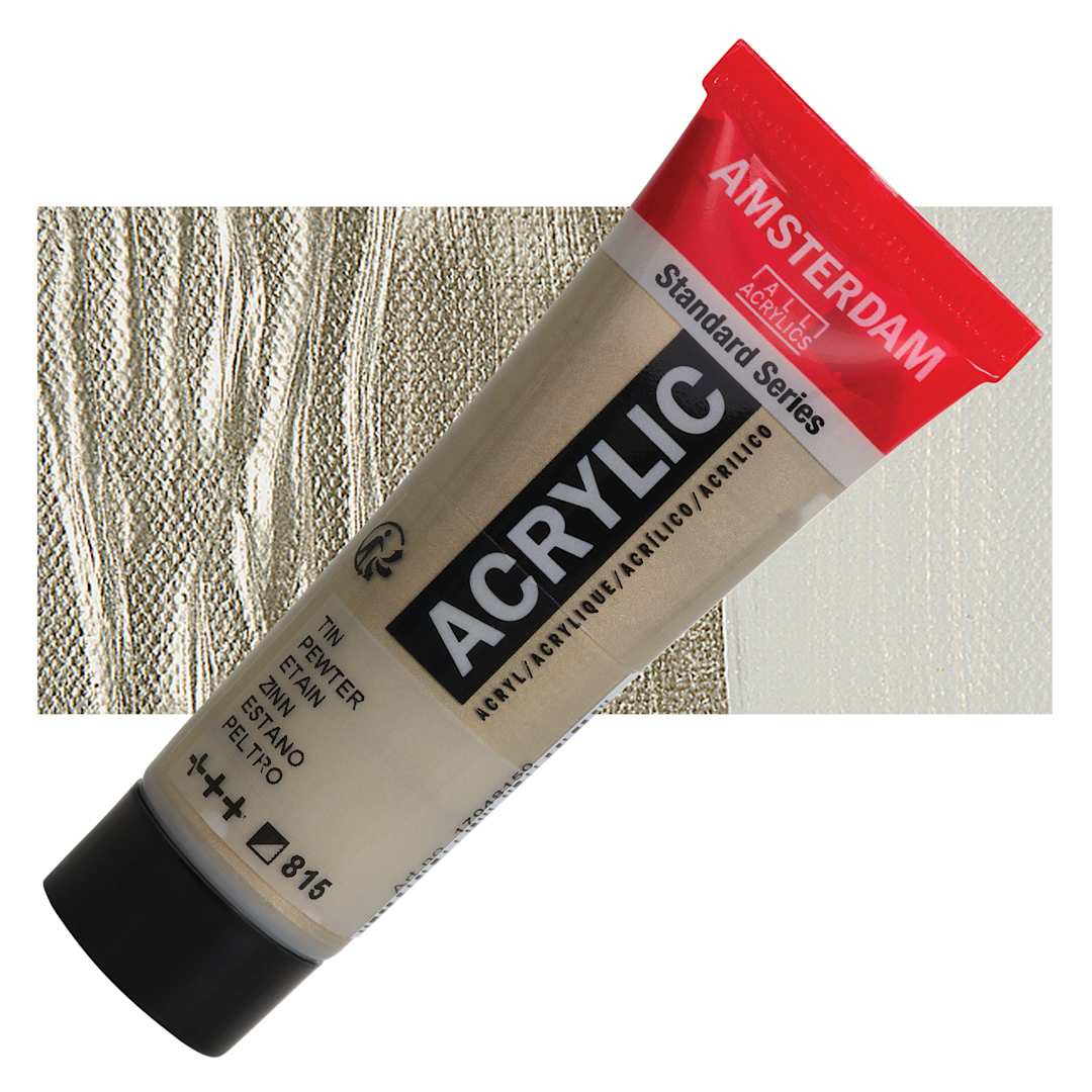 Open in modal - Amsterdam Standard Series Acrylic - Metallic Pewter, 20 ml Tube and swatch