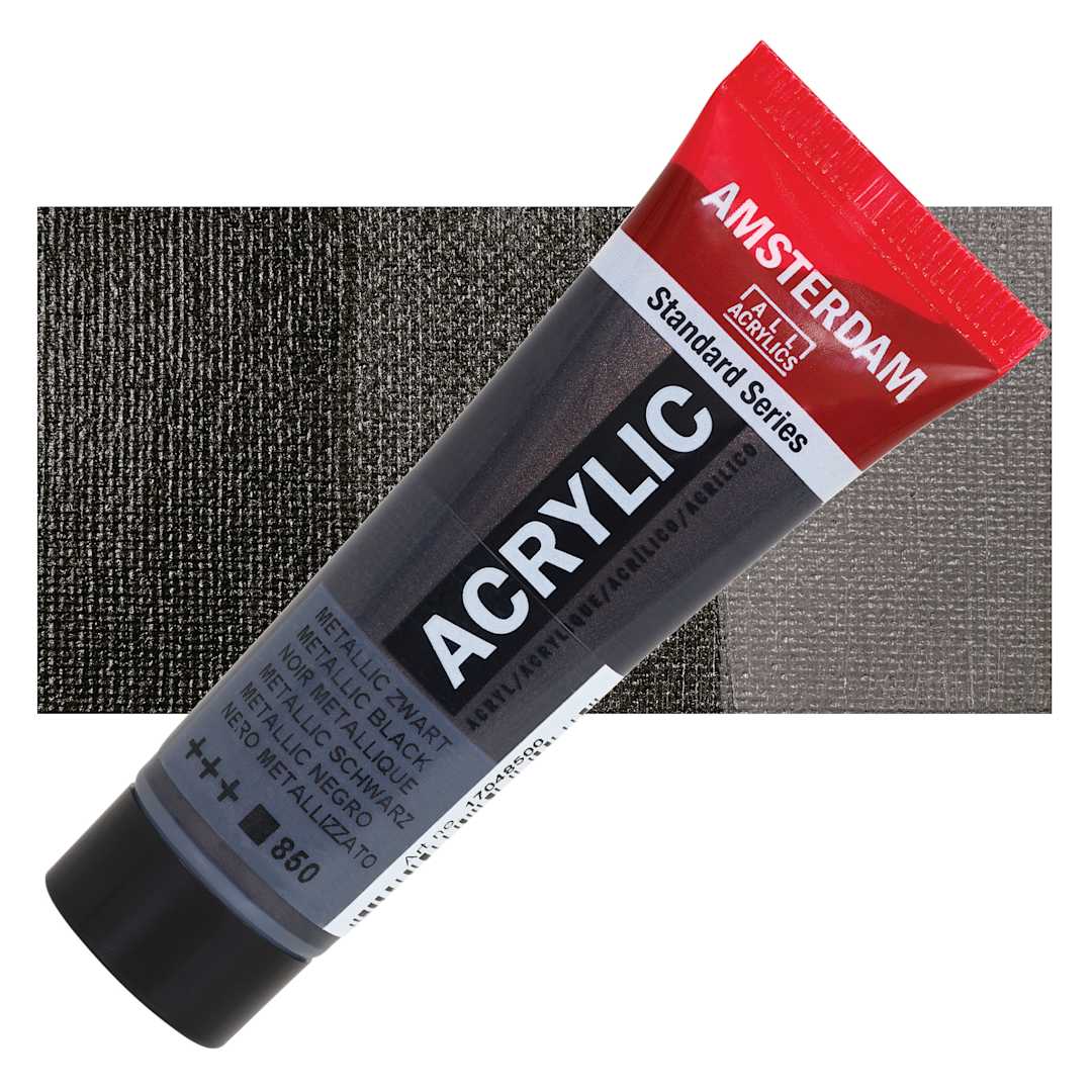 Open in modal - Amsterdam Standard Series Acrylic - Metallic Black, 20 ml Tube and swatch