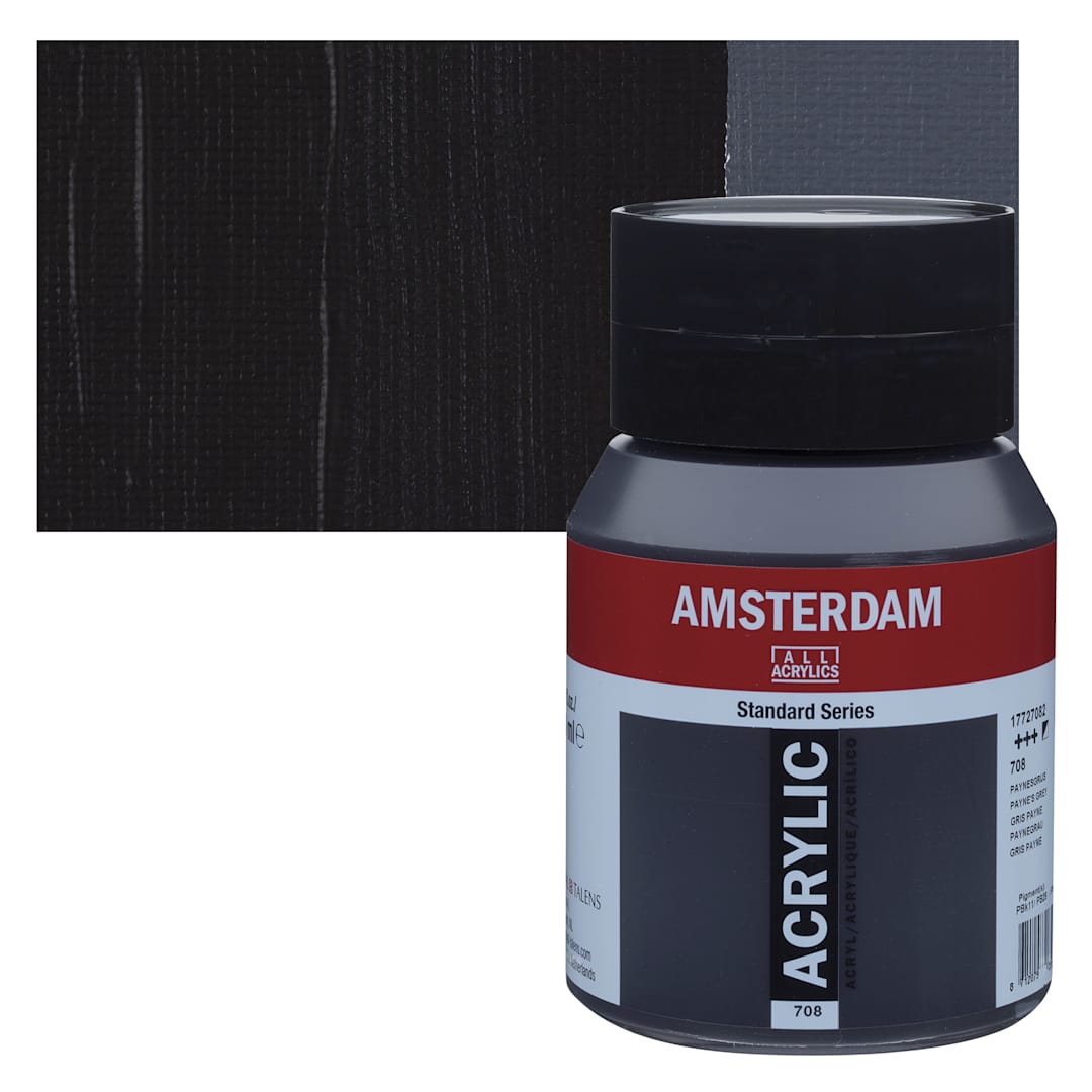Open in modal - Amsterdam Standard Series Acrylic - Payne's Gray, 500 ml bottle and swatch