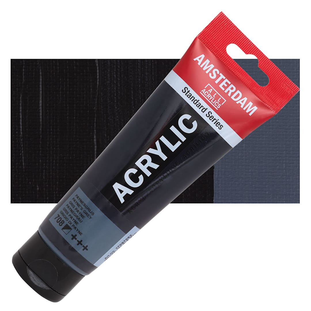 Open in modal - Amsterdam Standard Series Acrylic Paint - Paynes Gray, 120 ml tube and swatch