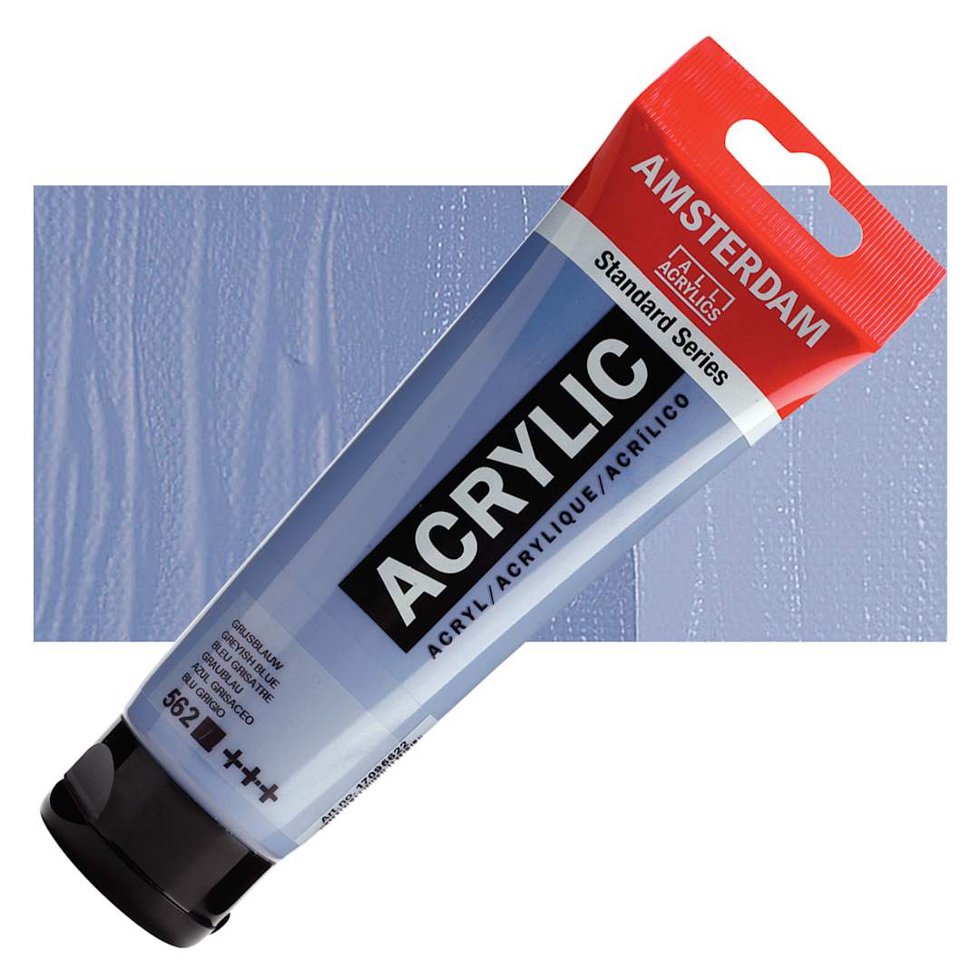 Open in modal - Amsterdam Standard Series Acrylic Paint - Grayish Blue, 120 ml tube and swatch