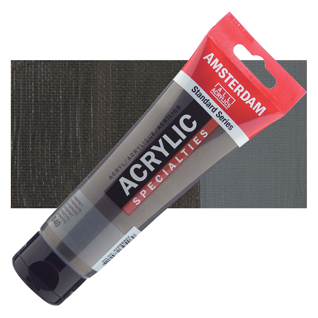 Open in modal - Amsterdam Standard Series Acrylic Paint - Graphite, 120 ml tube and swatch