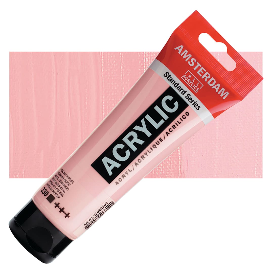 Open in modal - Amsterdam Standard Series Acrylic Paint - Persian Rose, 120 ml tube and swatch