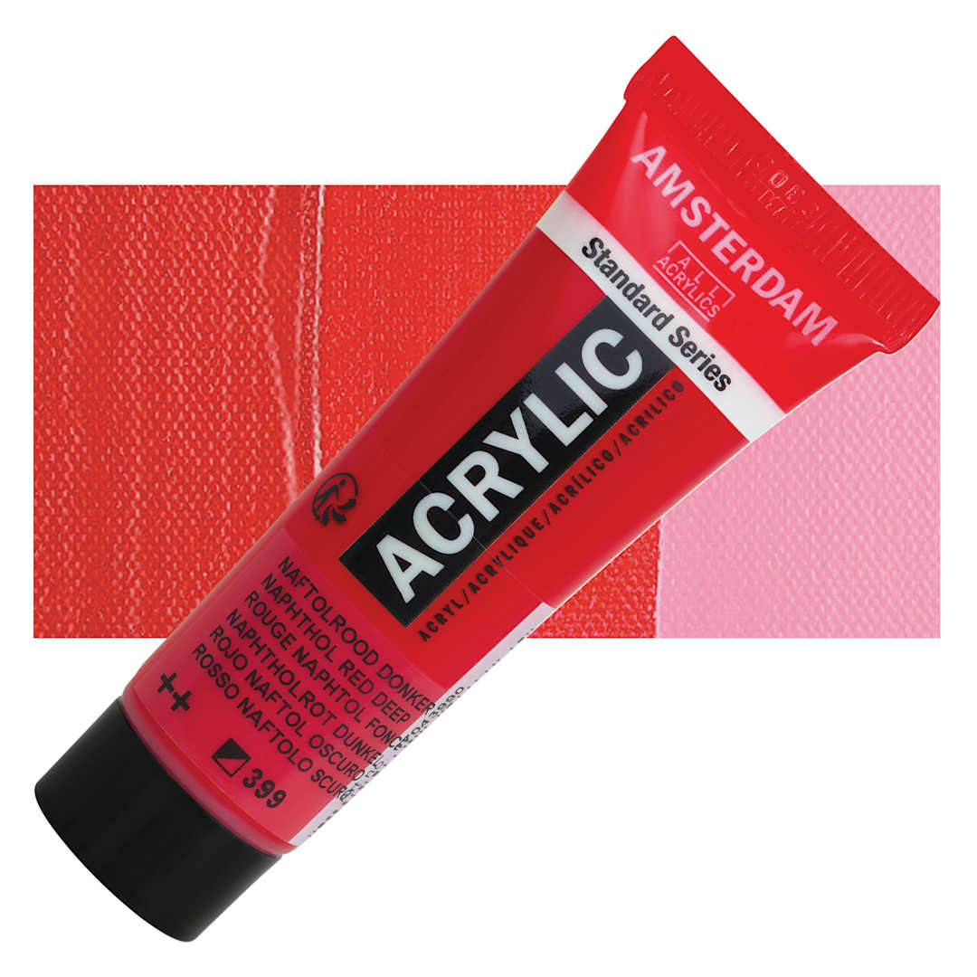 Open in modal - Amsterdam Standard Series Acrylic - Naphthol Red Deep, 20 ml Tube and swatch
