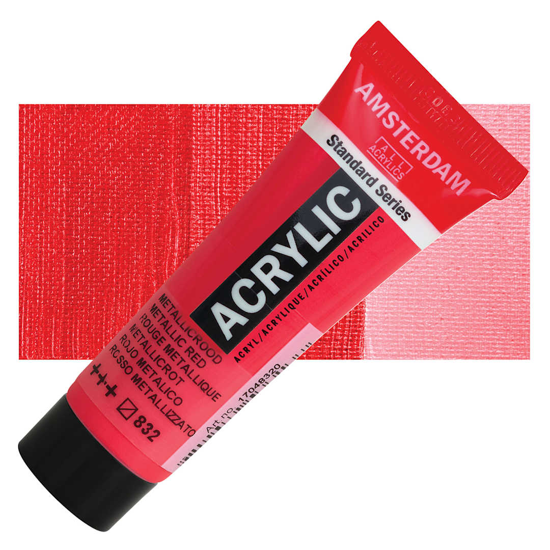 Open in modal - Amsterdam Standard Series Acrylic - Metallic Red, 20 ml Tube and swatch