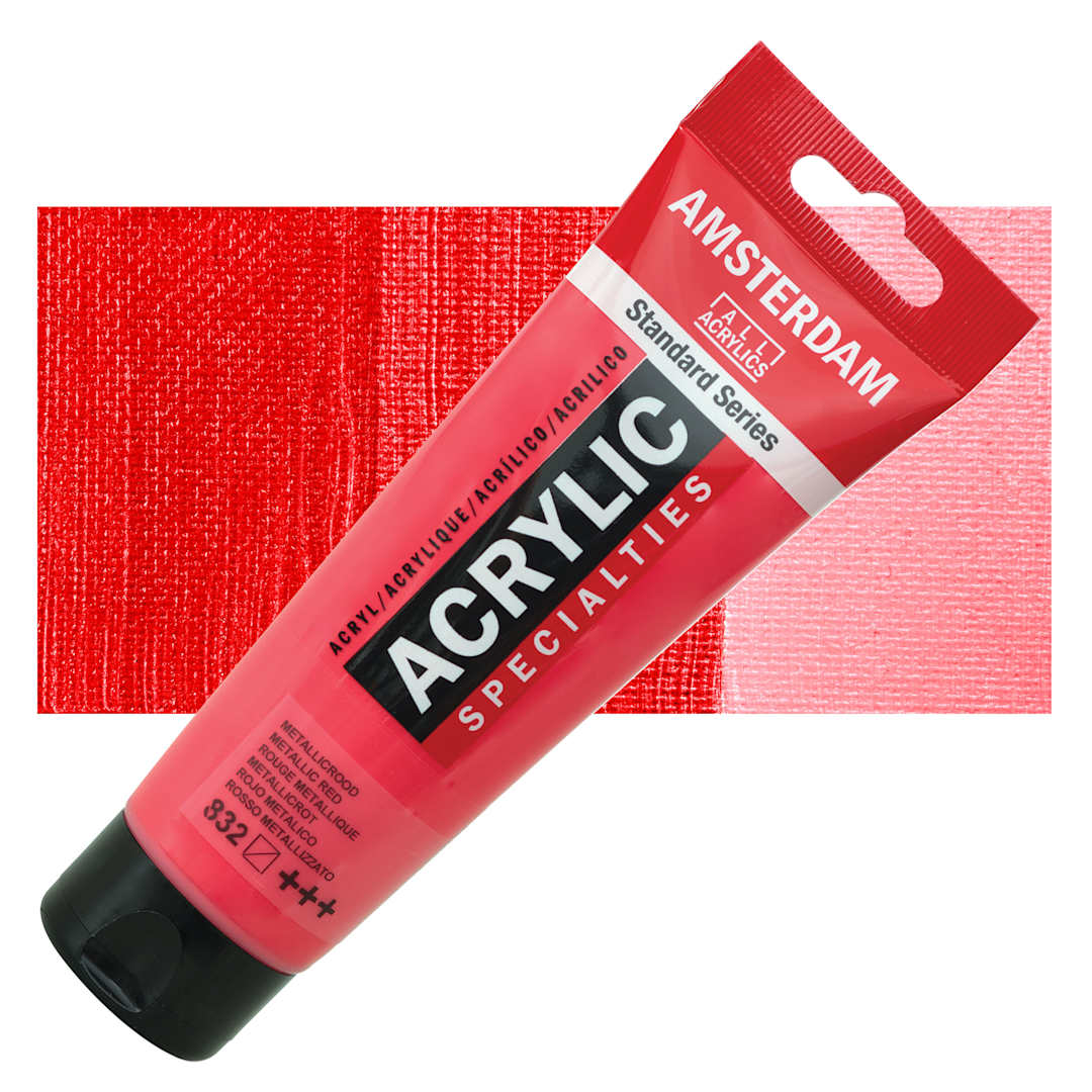Open in modal - Amsterdam Standard Series Acrylic - Metallic Red, 120 ml tube with swatch