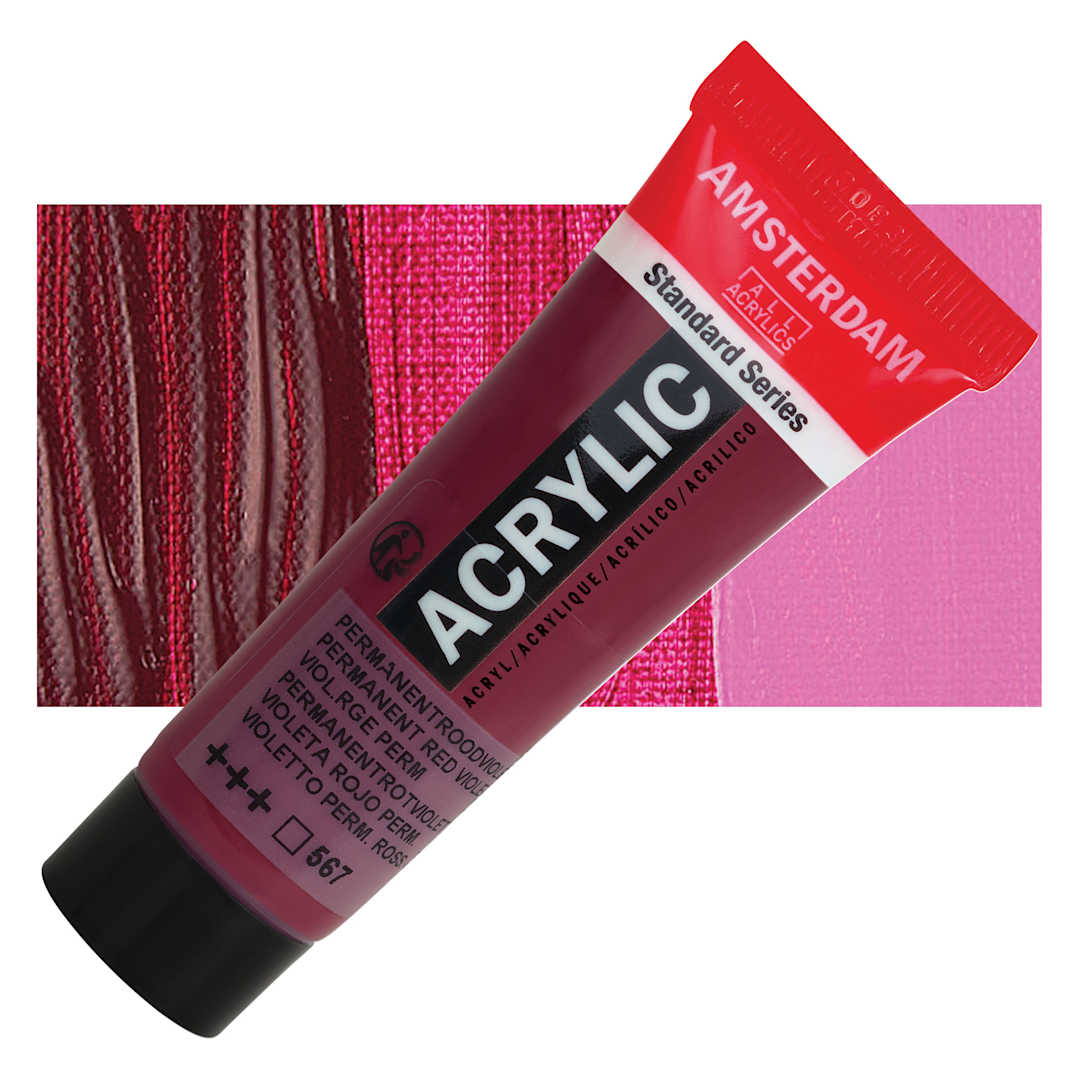 Open in modal - Amsterdam Standard Series Acrylic - Permanent Red Violet, 20 ml Tube and swatch