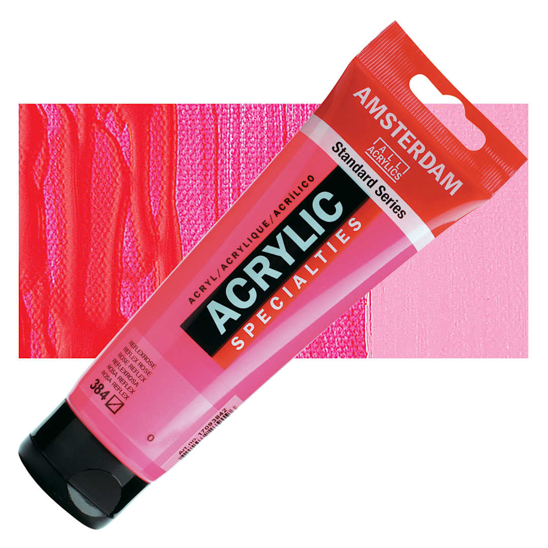 Open in modal - Amsterdam Standard Series Acrylic Paint - Reflex Rose, 120 ml Tube and swatch