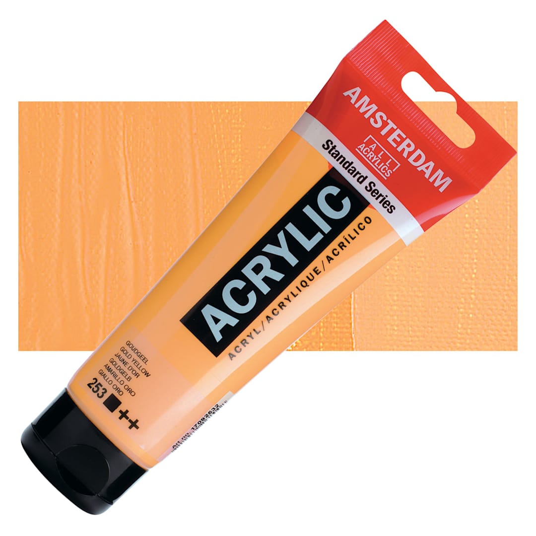 Open in modal - Amsterdam Standard Series Acrylic Paint - Gold Yellow, 120 ml Tube and swatch