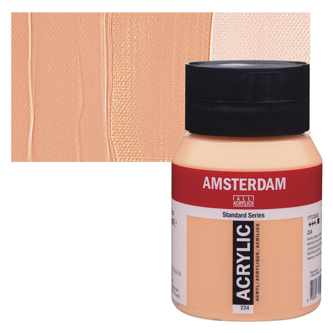 Open in modal - Amsterdam Standard Series Acrylic - Naples Yellow Red, 500 ml bottle and swatch