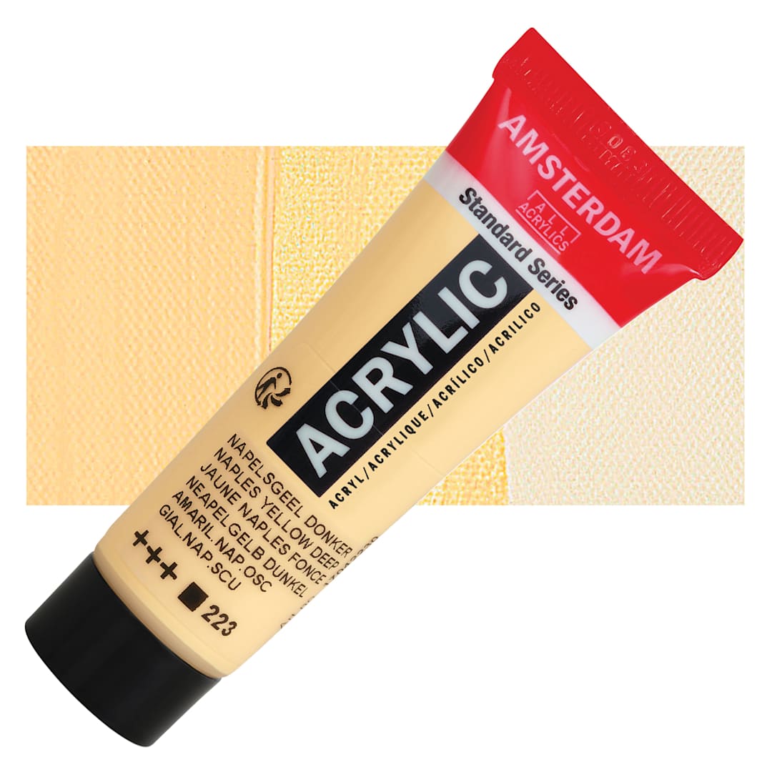 Open in modal - Amsterdam Standard Series Acrylic - Naples Yellow Deep, 20 ml Tube and swatch