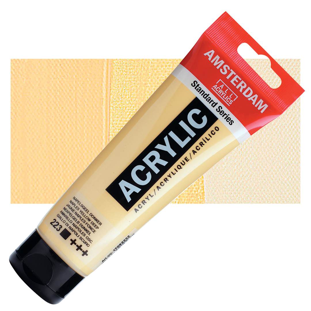 Open in modal - Amsterdam Standard Series Acrylic Paint - Naples Yellow Deep, 120 ml Tube and swatch