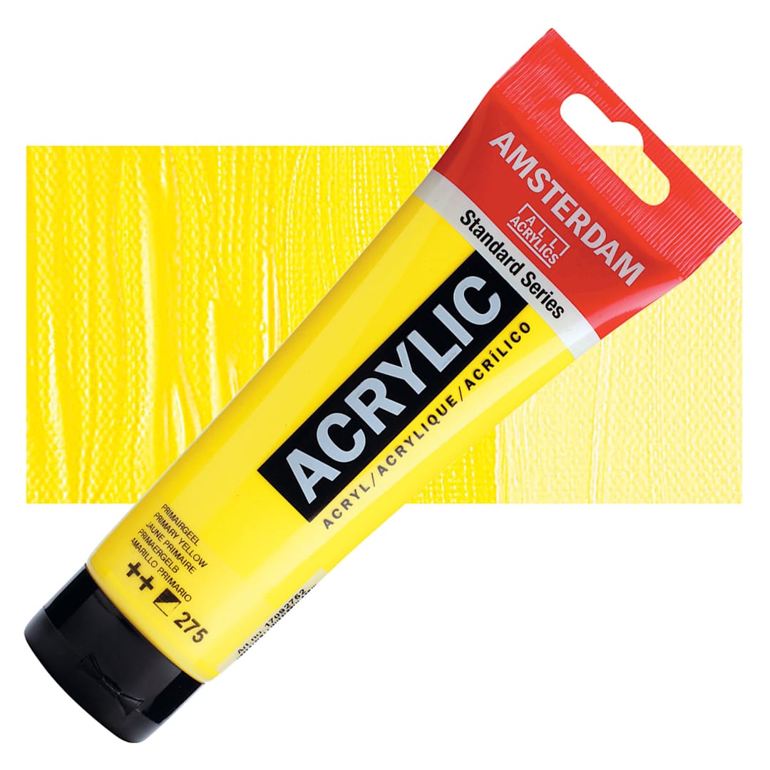 Open in modal - Amsterdam Standard Series Acrylic Paint - Primary Yellow, 120 ml Tube and swatch