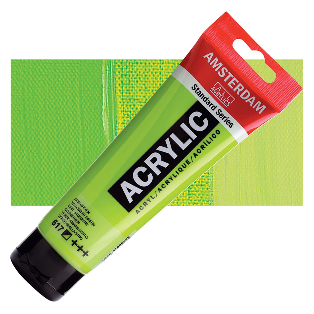 Open in modal - Amsterdam Standard Series Acrylic Paint - Yellowish Green, 120 ml Tube and swatch