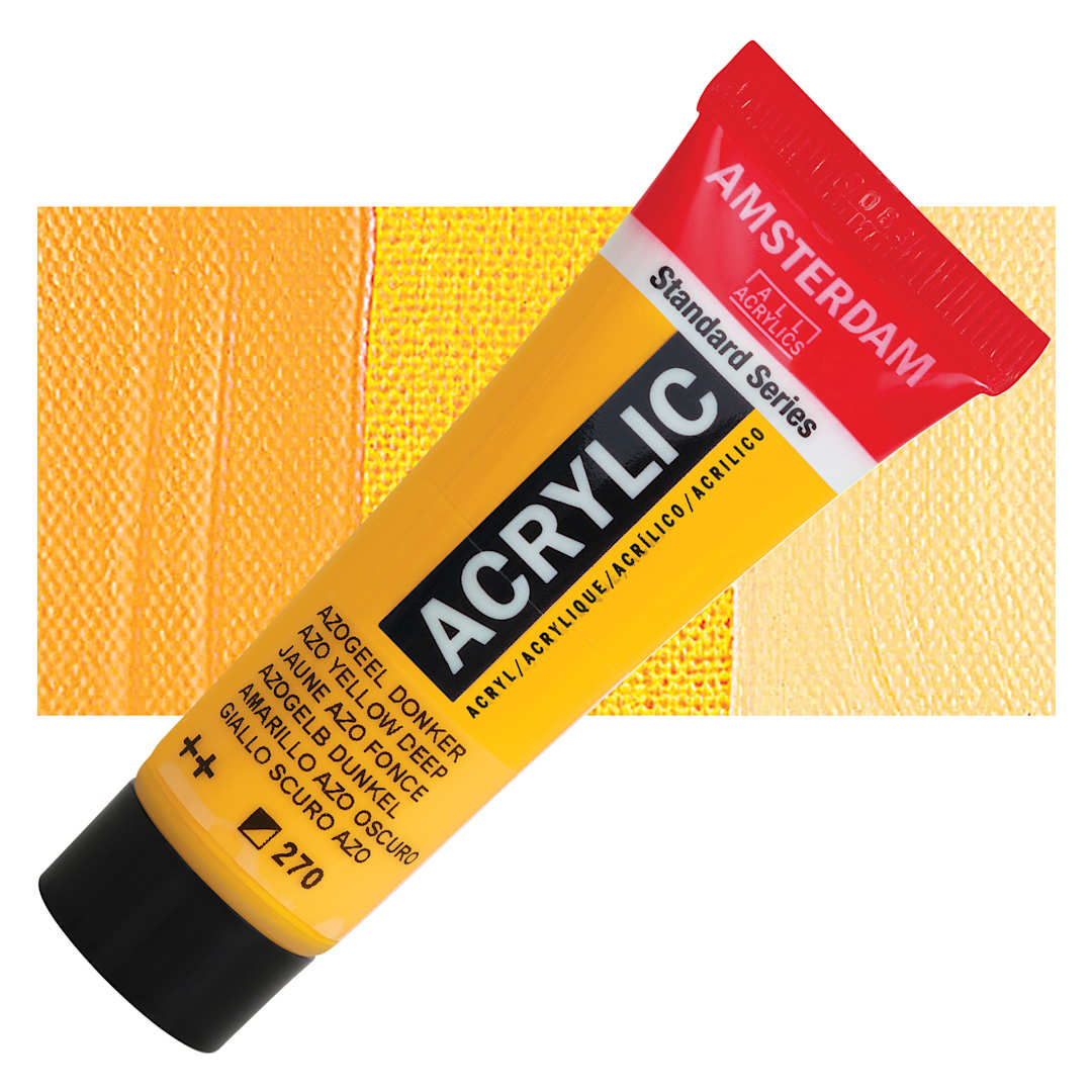 Open in modal - Amsterdam Standard Series Acrylic - Azo Yellow Deep, 20 ml Tube and swatch