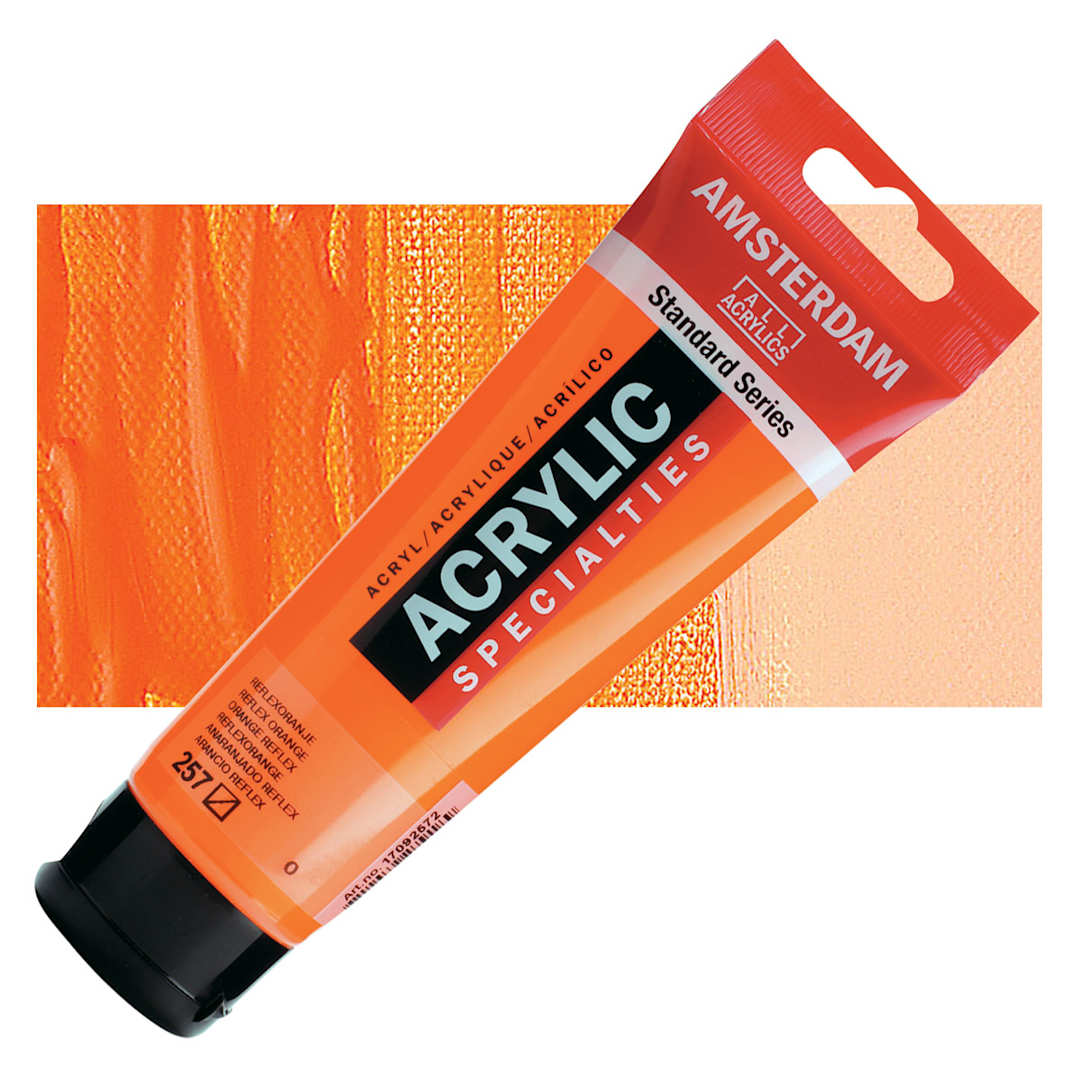 Open in modal - Amsterdam Standard Series Acrylic Paint - Reflex Orange, 120 ml Tube and swatch
