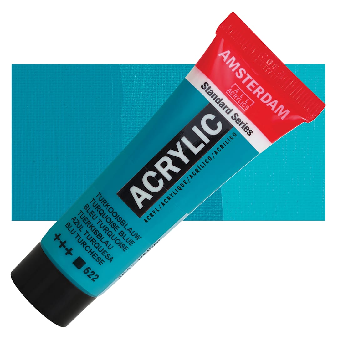 Open in modal - Amsterdam Standard Series Acrylic - Turquoise Blue, 20 ml Tube and swatch