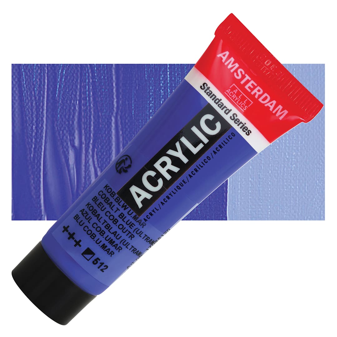 Open in modal - Amsterdam Standard Series Acrylic - Cobalt Blue Ultramarine, 20 ml Tube and swatch