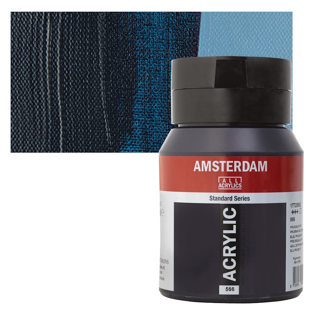 Open in modal - Amsterdam Standard Series Acrylic Paint - Prussian Blue, 500 ml, Bottle and swatch