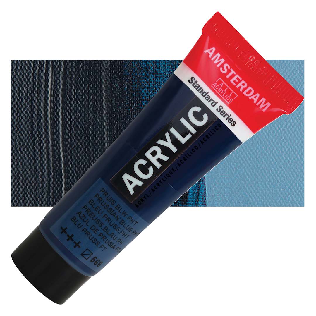 Open in modal - Amsterdam Standard Series Acrylic - Prussian Blue, 20 ml Tube and swatch