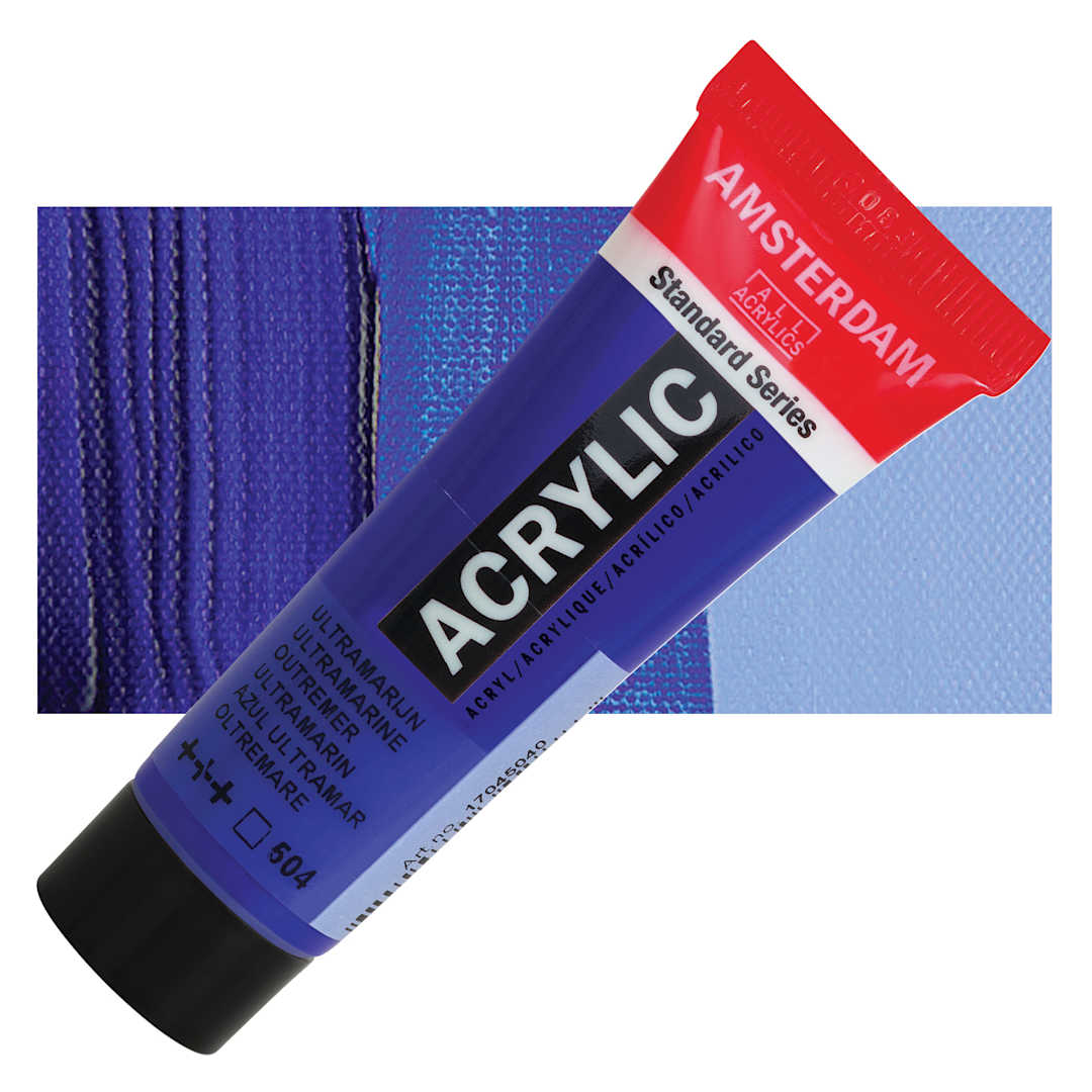 Open in modal - Amsterdam Standard Series Acrylic - Ultramarine, 20 ml Tube and swatch