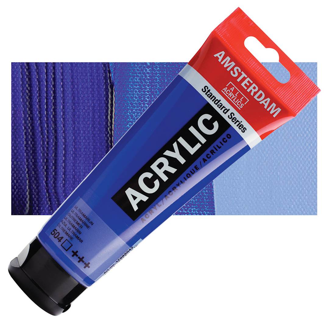Open in modal - Amsterdam Standard Series Acrylic Paint - Ultramarine, 120 ml Tube and swatch