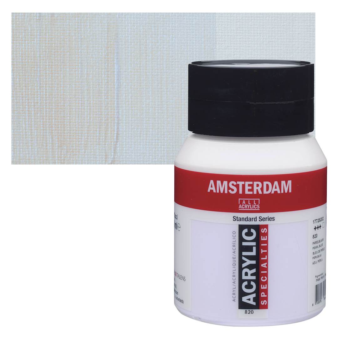 Open in modal - Amsterdam Standard Series Acrylic - Pearl Blue, 500 ml bottle and swatch
