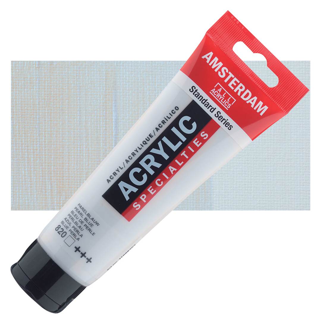Open in modal - Amsterdam Standard Series Acrylic Paint - Pearl Blue, 120 ml tube and swatch
