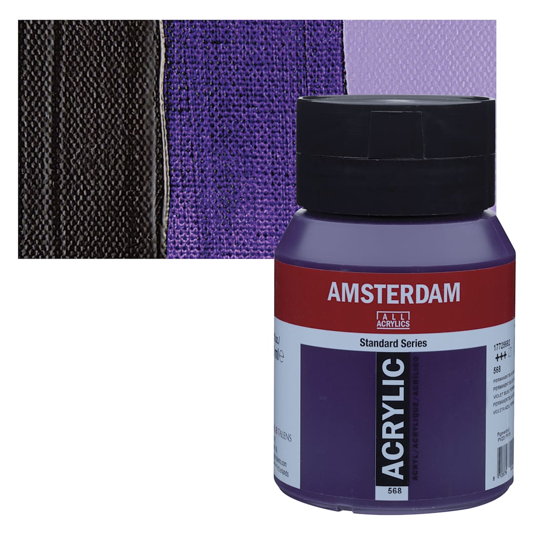 Open in modal - Amsterdam Standard Series Acrylic - Permanent Blue Violet, 500 ml bottle and swatch