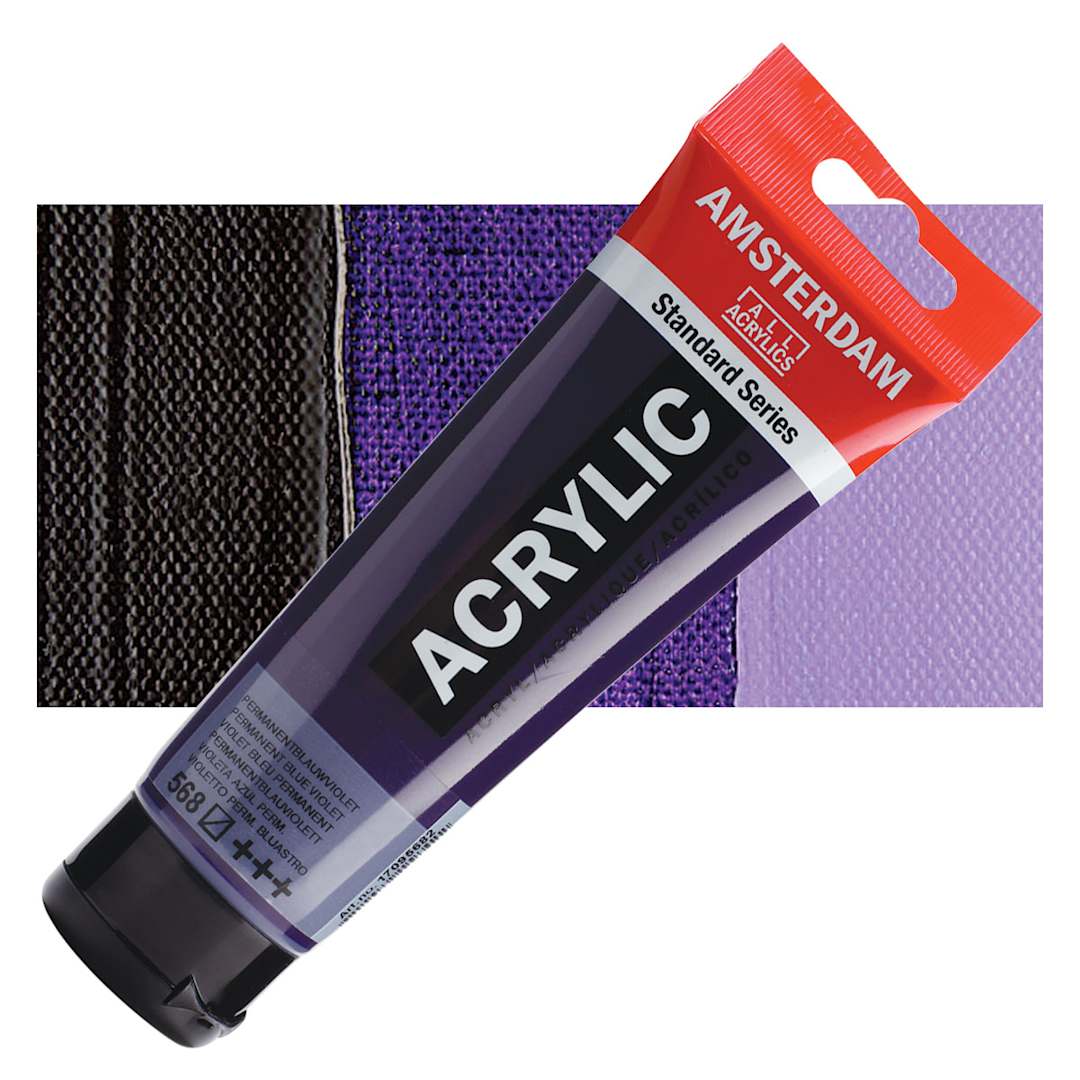 Open in modal - Amsterdam Standard Series Acrylic Paint - Permanent Blue Violet, 120 ml Tube and swatch