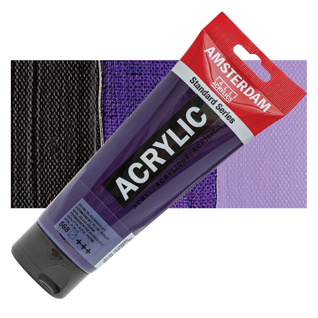 Open in modal - Amsterdam Standard Series Acrylic Paint - Permanent Blue Violet, 250 ml Tube and swatch