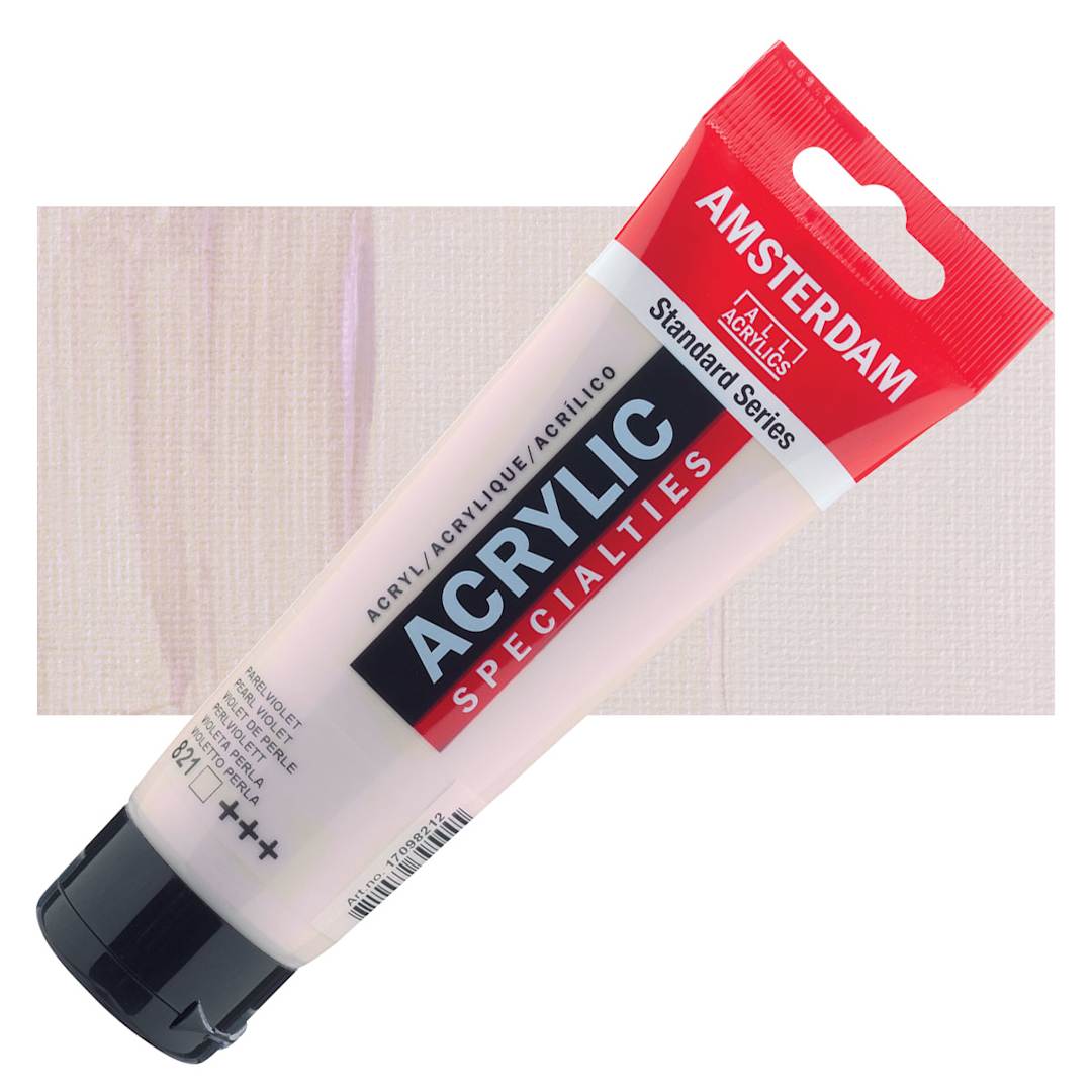 Open in modal - Amsterdam Standard Series Acrylic Paint - Pearl Violet, 120 ml tube and swatch
