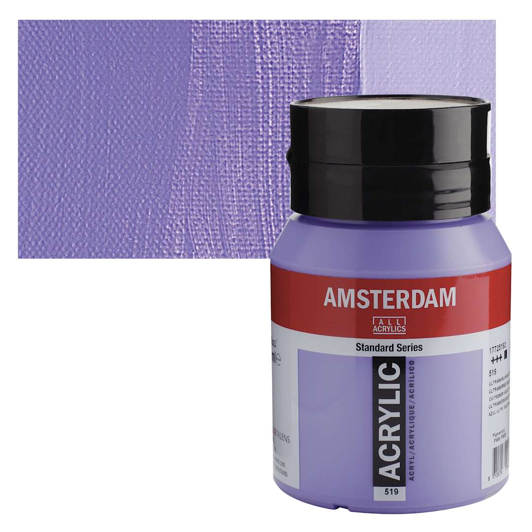 Open in modal - Amsterdam Standard Series Acrylic - Ultramarine Violet Light, 500 ml bottle and swatch