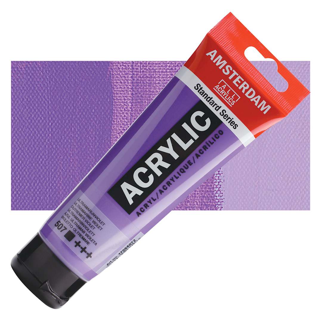 Open in modal - Amsterdam Standard Series Acrylic Paint - Ultramarine Violet, 120 ml Tube and swatch