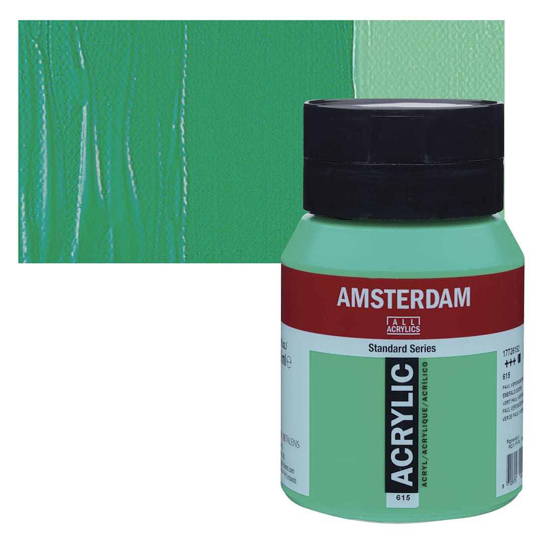 Open in modal - Amsterdam Standard Series Acrylic - Emerald Green, 500 ml bottle and swatch