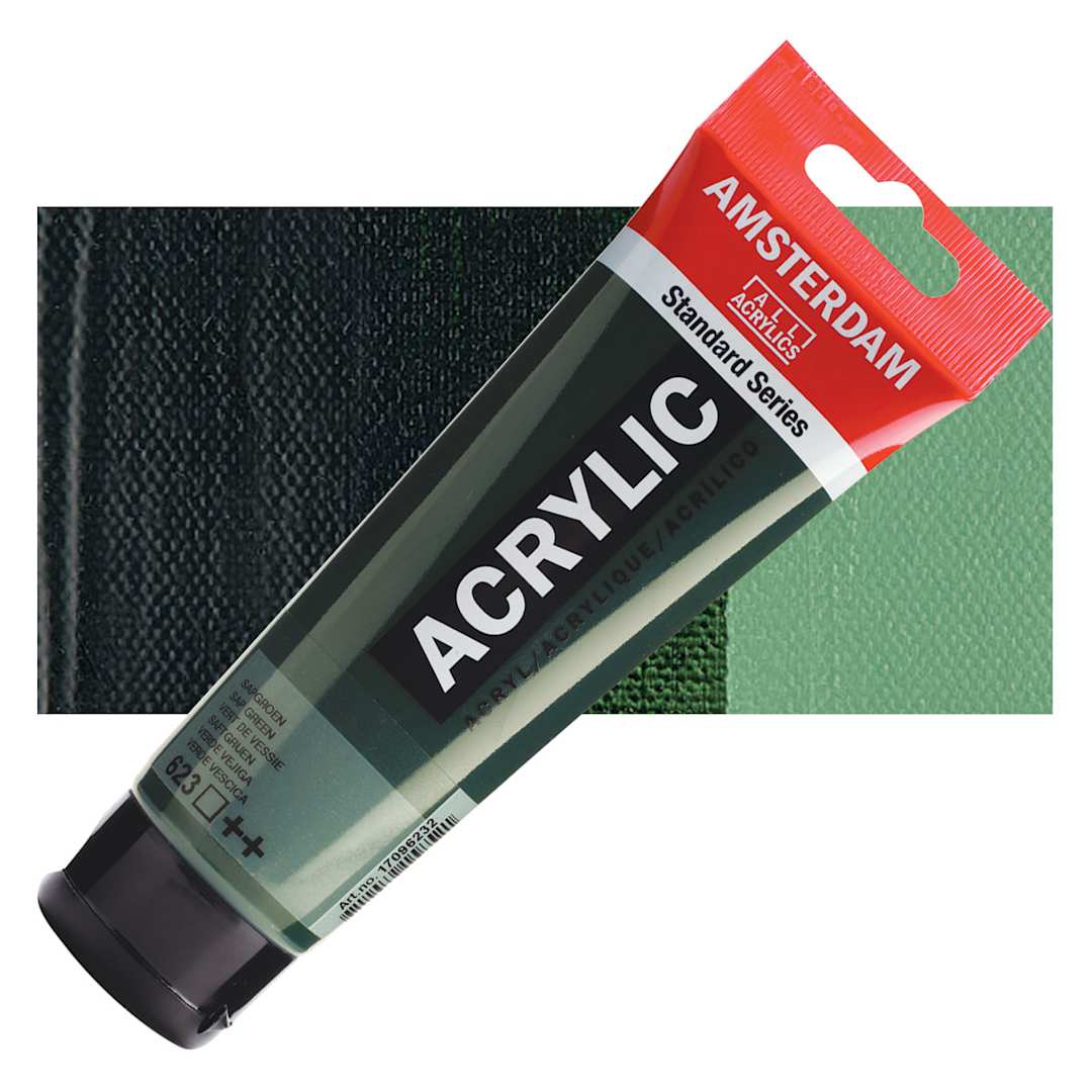 Open in modal - Amsterdam Standard Series Acrylic Paint - Sap Green, 120 ml Tube and swatch