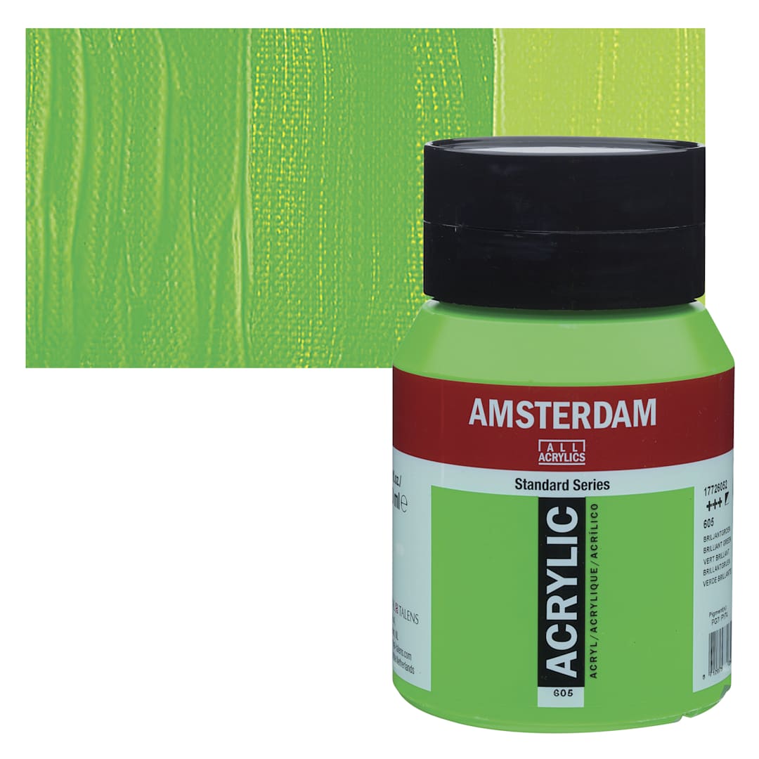 Open in modal - Amsterdam Standard Series Acrylic - Brilliant Green, 500 ml bottle and swatch