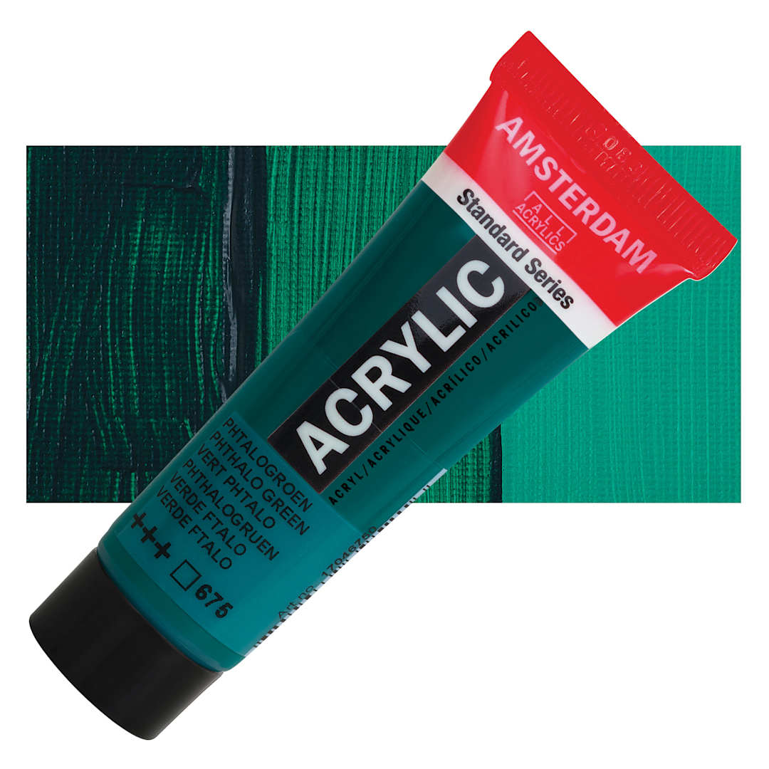 Open in modal - Amsterdam Standard Series Acrylic - Phthalo Green, 20 ml Tube and swatch