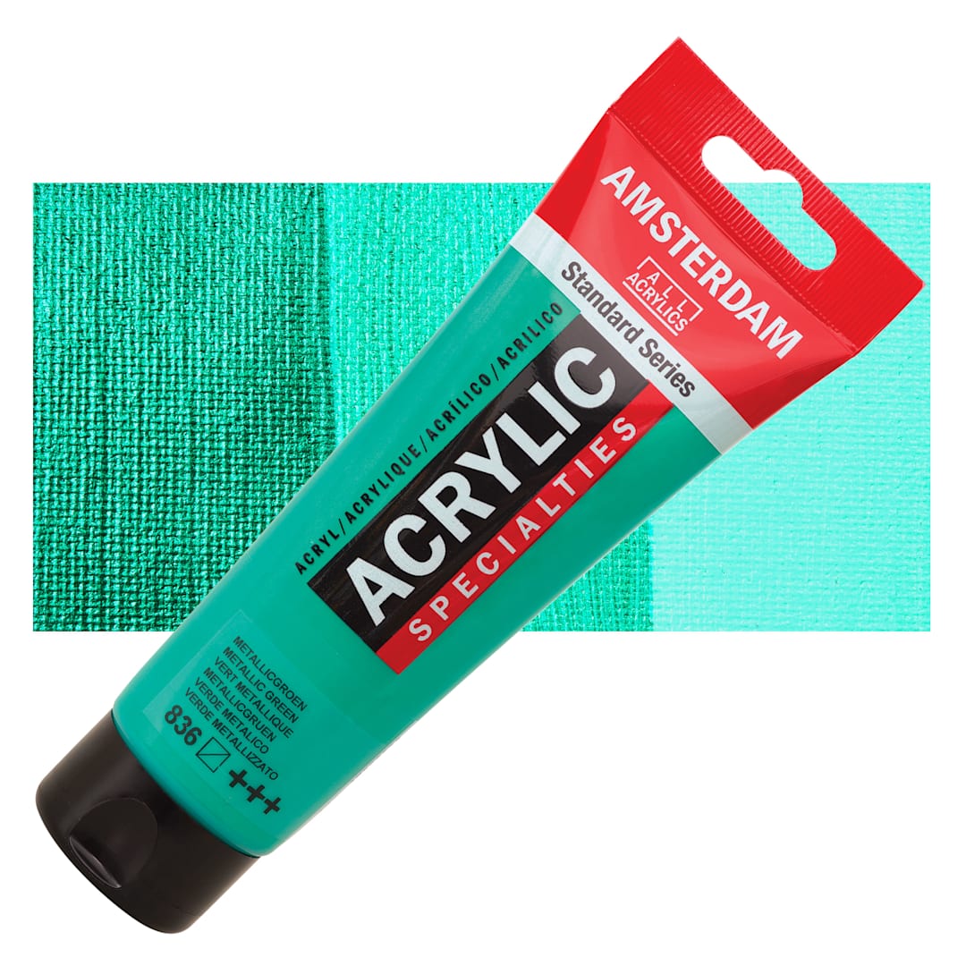 Open in modal - Amsterdam Standard Series Acrylic - Metallic Green, 120 ml tube with swatch